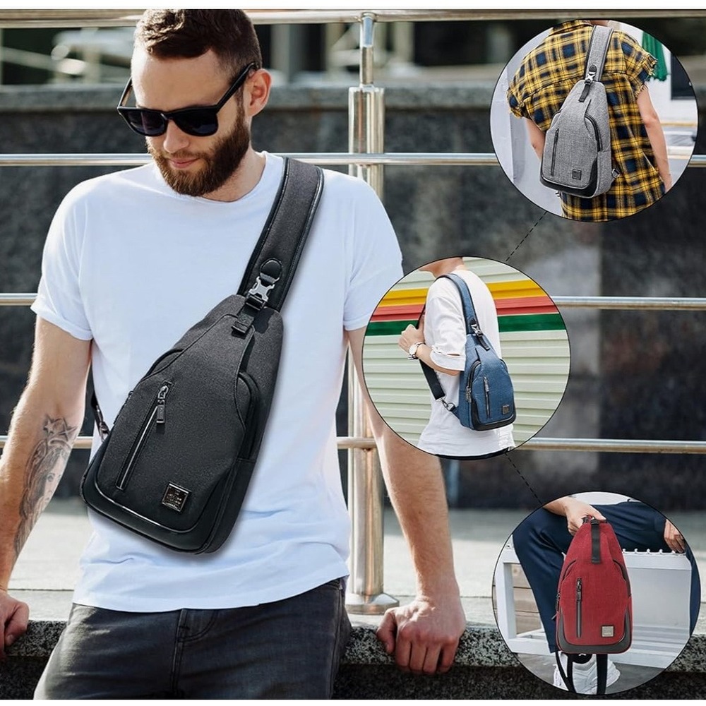 weiatas Sling Bag for Men Women, Crossbody Shoulder Backpack Daypack Chest Sling